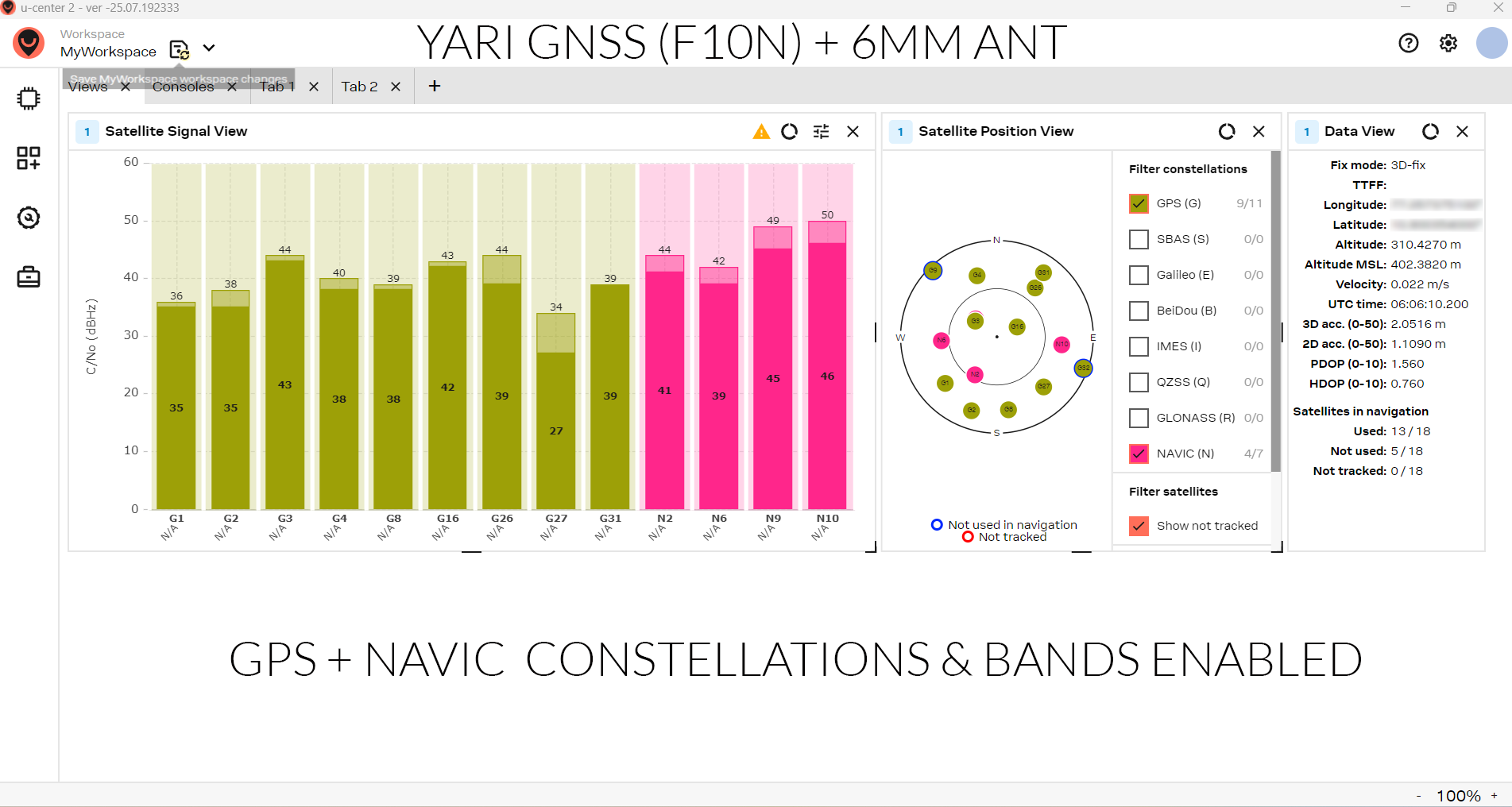 YARI F10N GNSS Performance